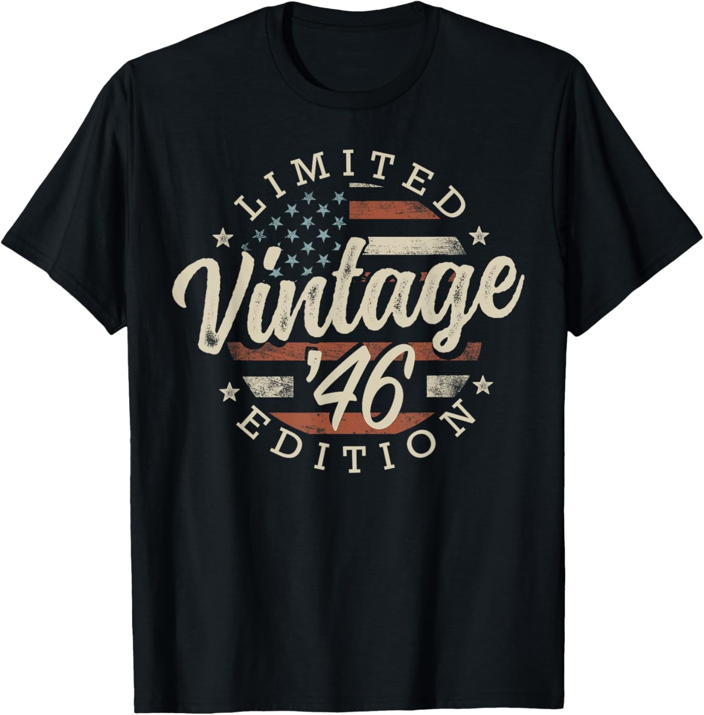 Vintage 1946 Limited Edition USA Flag 79th Birthday T-Shirt - T-Shirt | Black