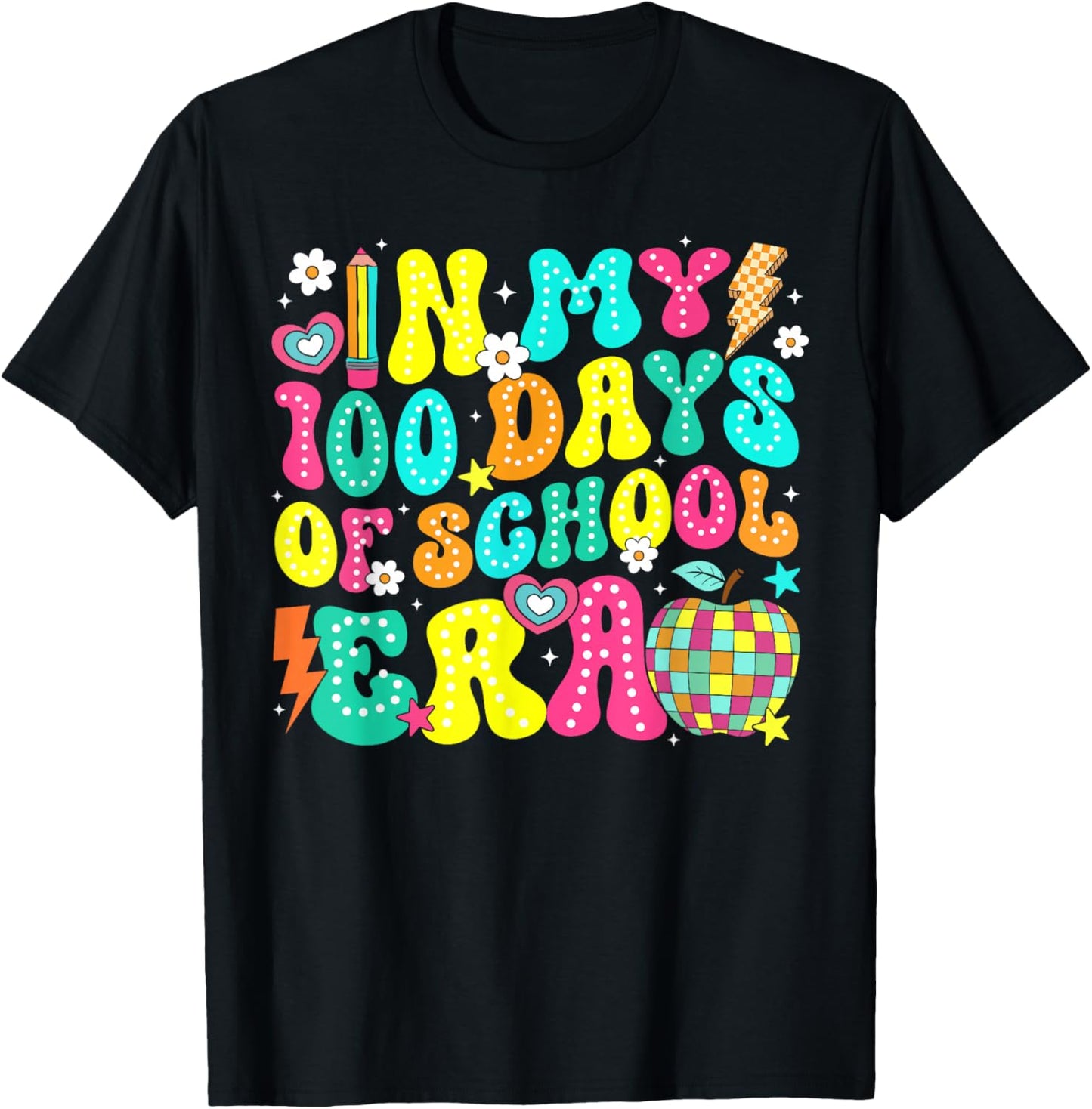 in My 100 Days of School Era Retro 100th Day of School T-Shirt - T-Shirt | Black