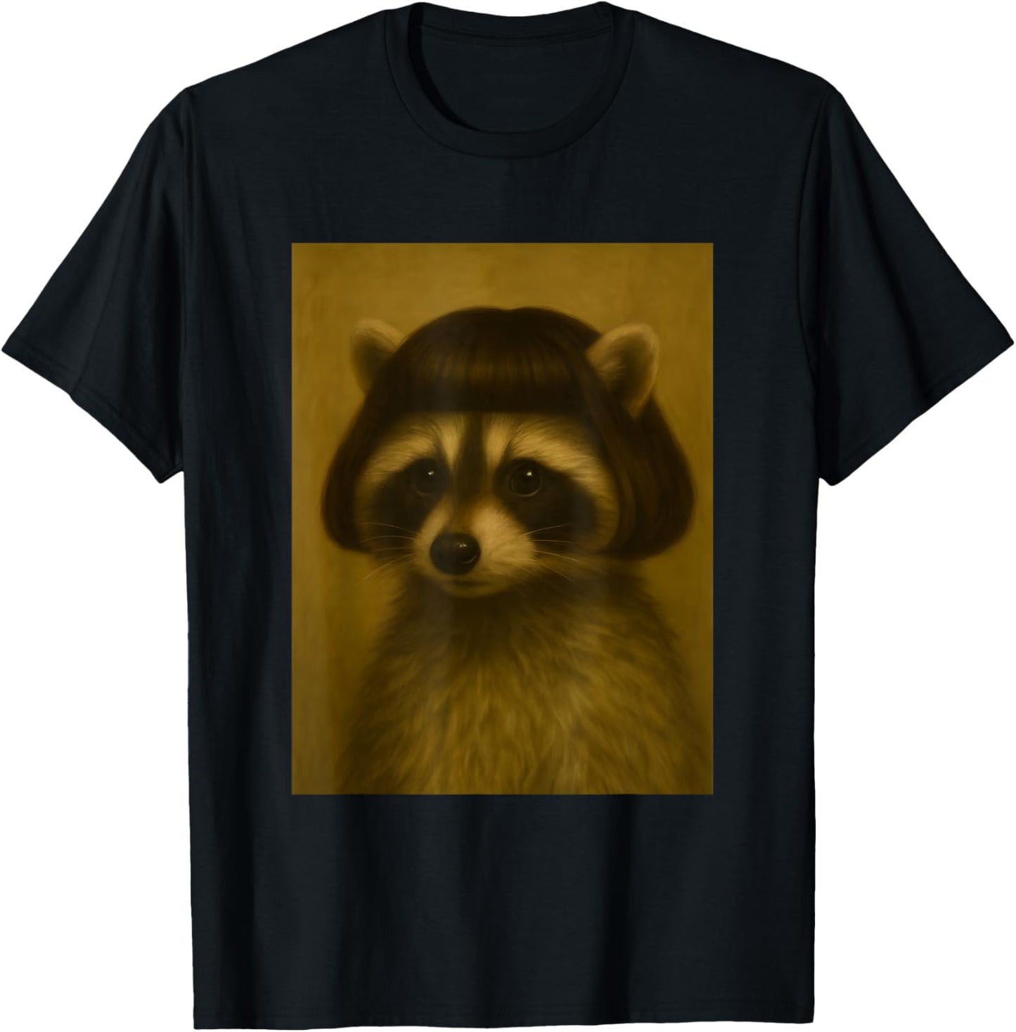 Funny Raccoon Bob Haircut Viral Meme T-Shirt - T-Shirt | Black