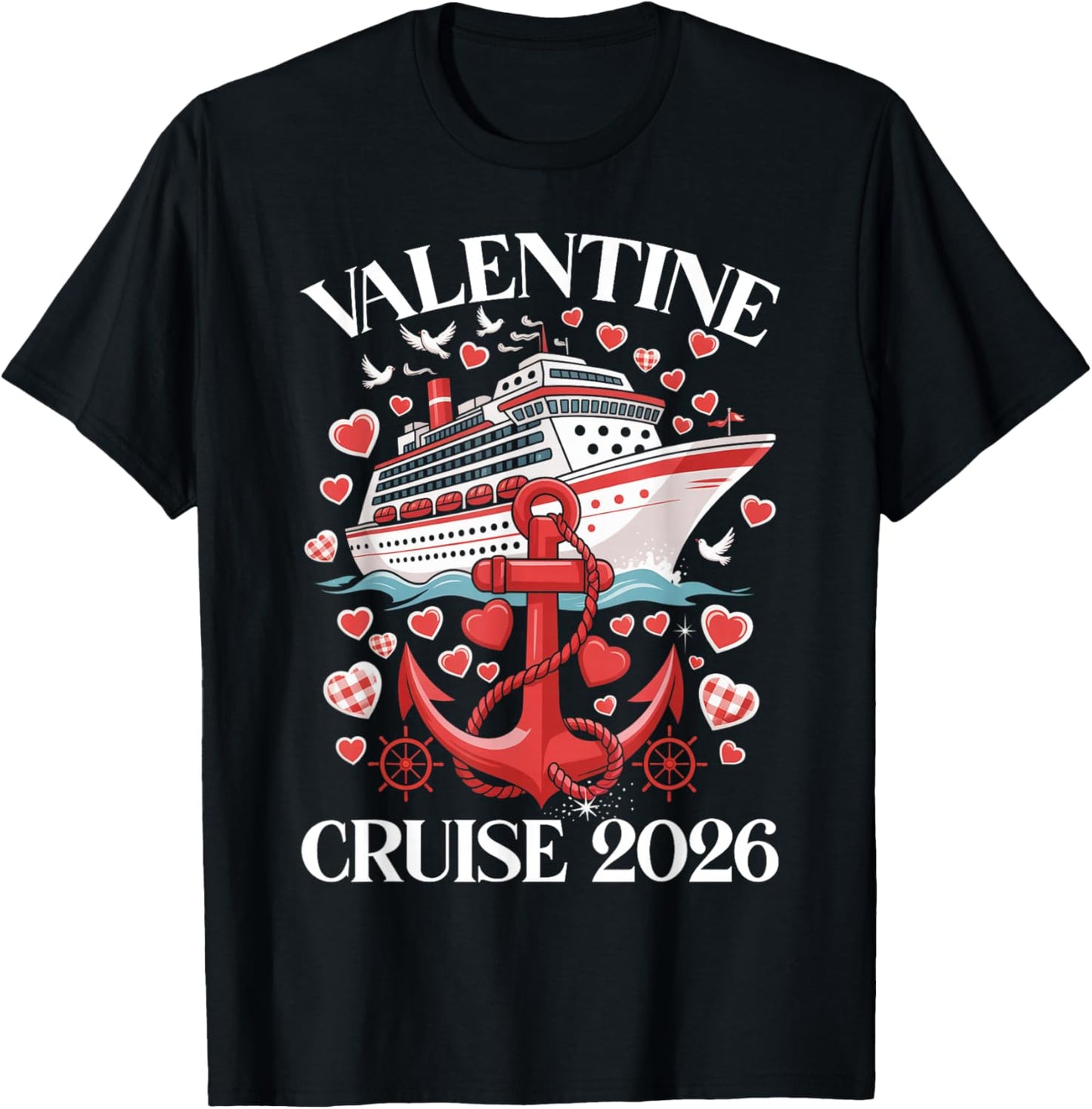 Cute Valentine Cruise 2026 Matching Couple Holiday T-Shirt - T-Shirt | Black