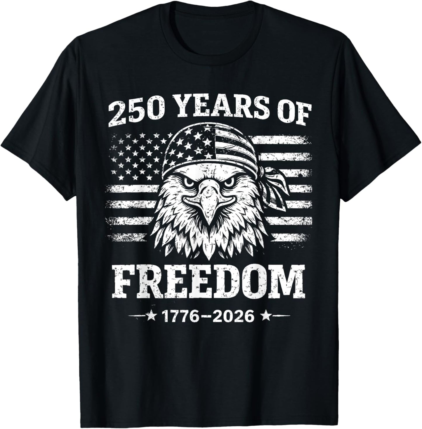Flag Vintage 250 Years American 1776 2026 250th USA Birthday T-Shirt - T-Shirt | Black