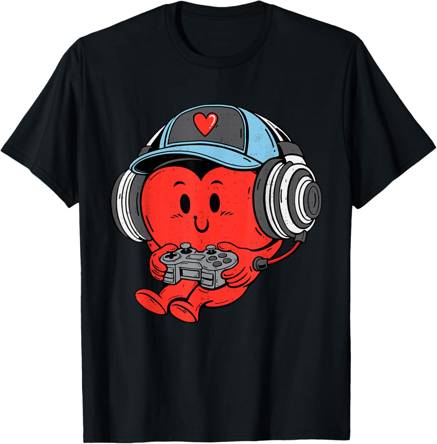 Video Game Gamer Heart Valentines Day Gaming Boys Teen Youth T-Shirt - T-Shirt | Black
