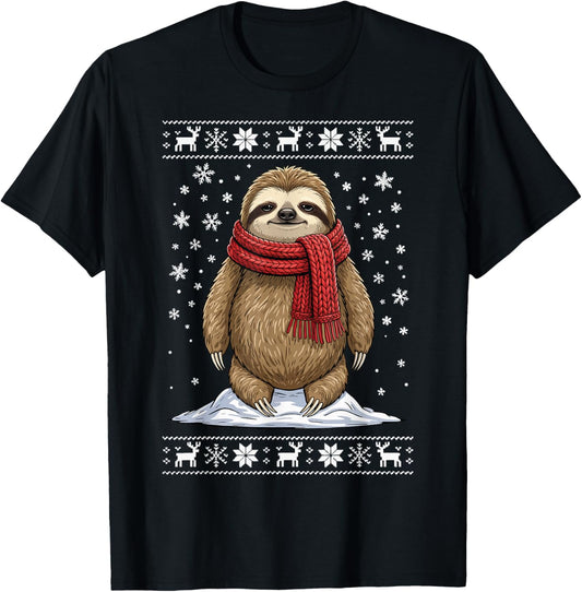 Sloth Ugly Christmas T-Shirt - T-Shirt | Black