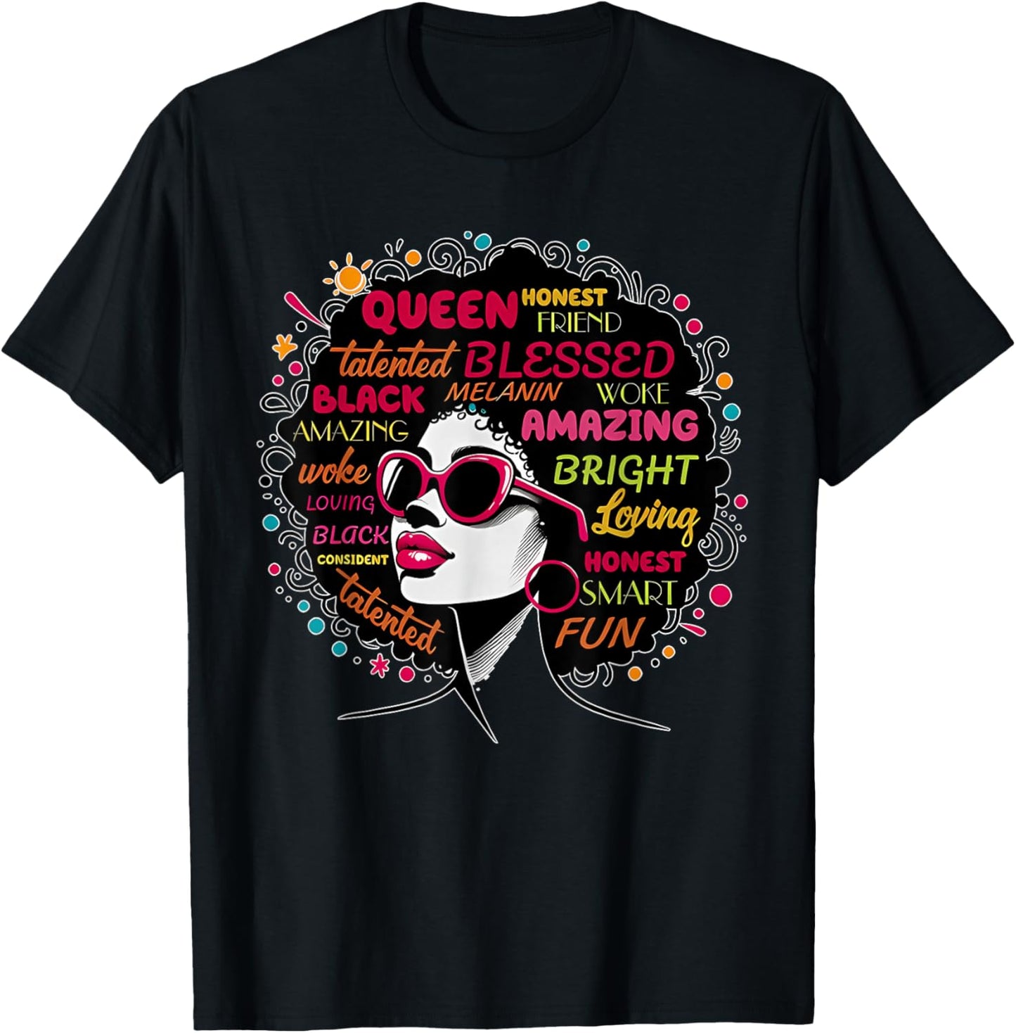 Black Queen Afro Melanin Paint Dripping Juneteenth T-Shirt - T-Shirt | Black