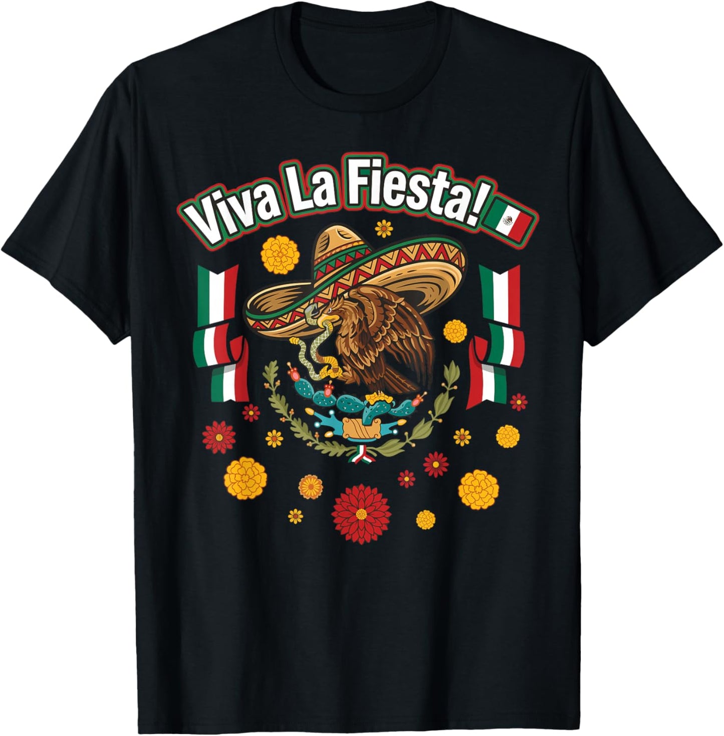 Viva La Fiesta Cinco de Mayo Mexican Sombrero T-Shirt - T-Shirt | Black