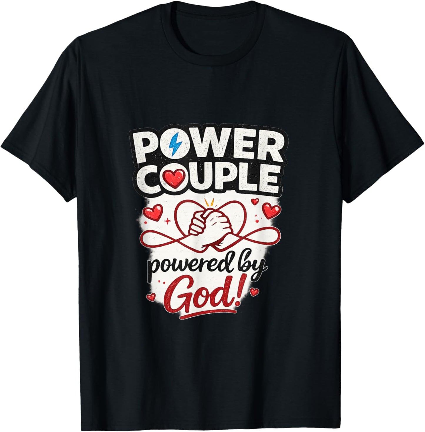 Christian Couples Matching Shirt Power Couple Valentines Day T-Shirt - T-Shirt | Black