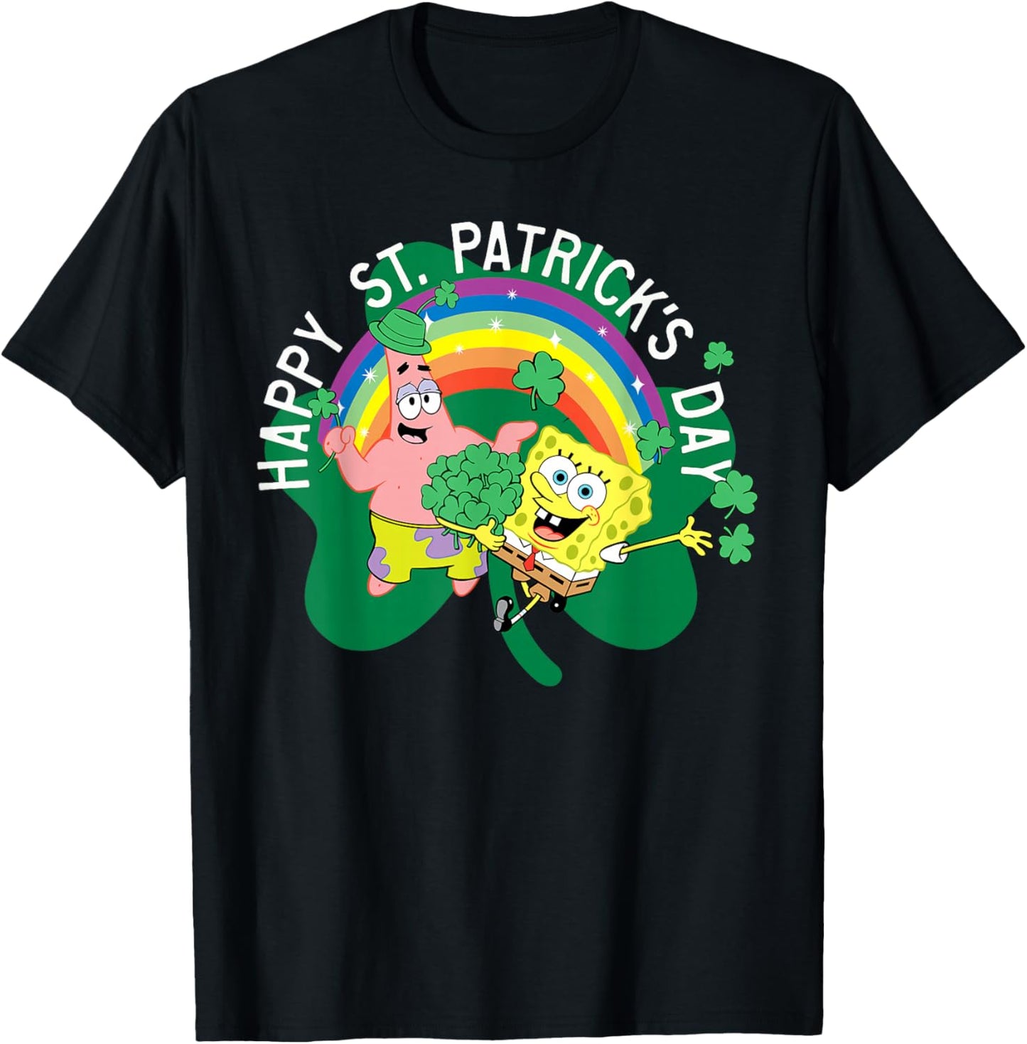 Spongebob Squarepants St. Patrick's Day Holiday Duo Portrait T-Shirt - T-Shirt | Black