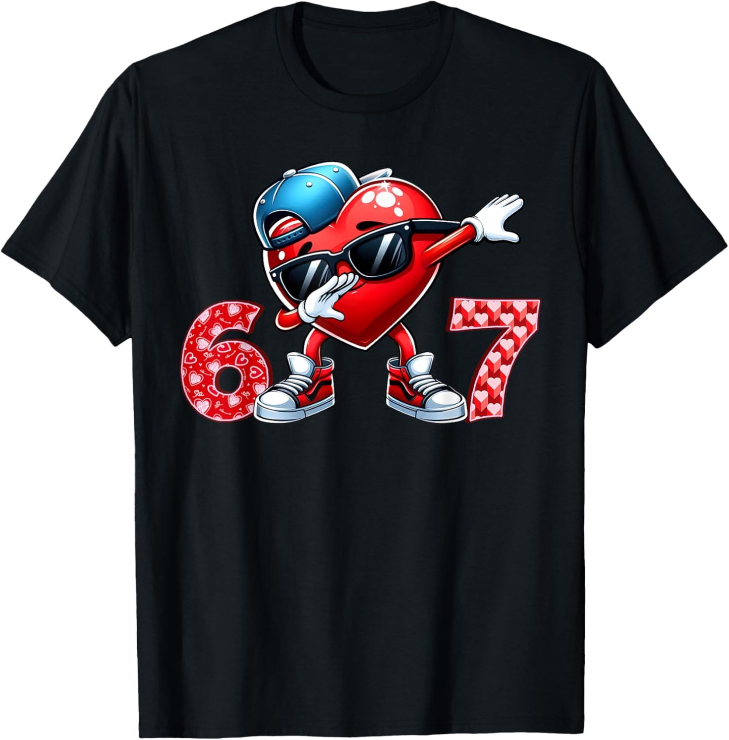 67 Meme 6 7 Heart Dabbing Six Seven Valentines Day Boys Kids T-Shirt - T-Shirt | Black