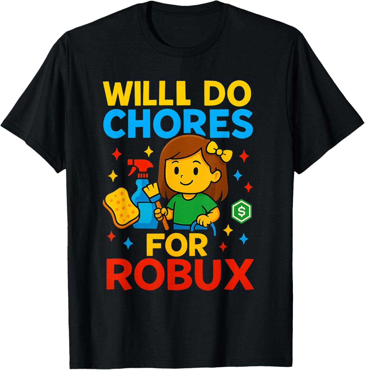 Will Do Chores for Game Money Funny Video Gamer Girl Teen T-Shirt - T-Shirt | Black