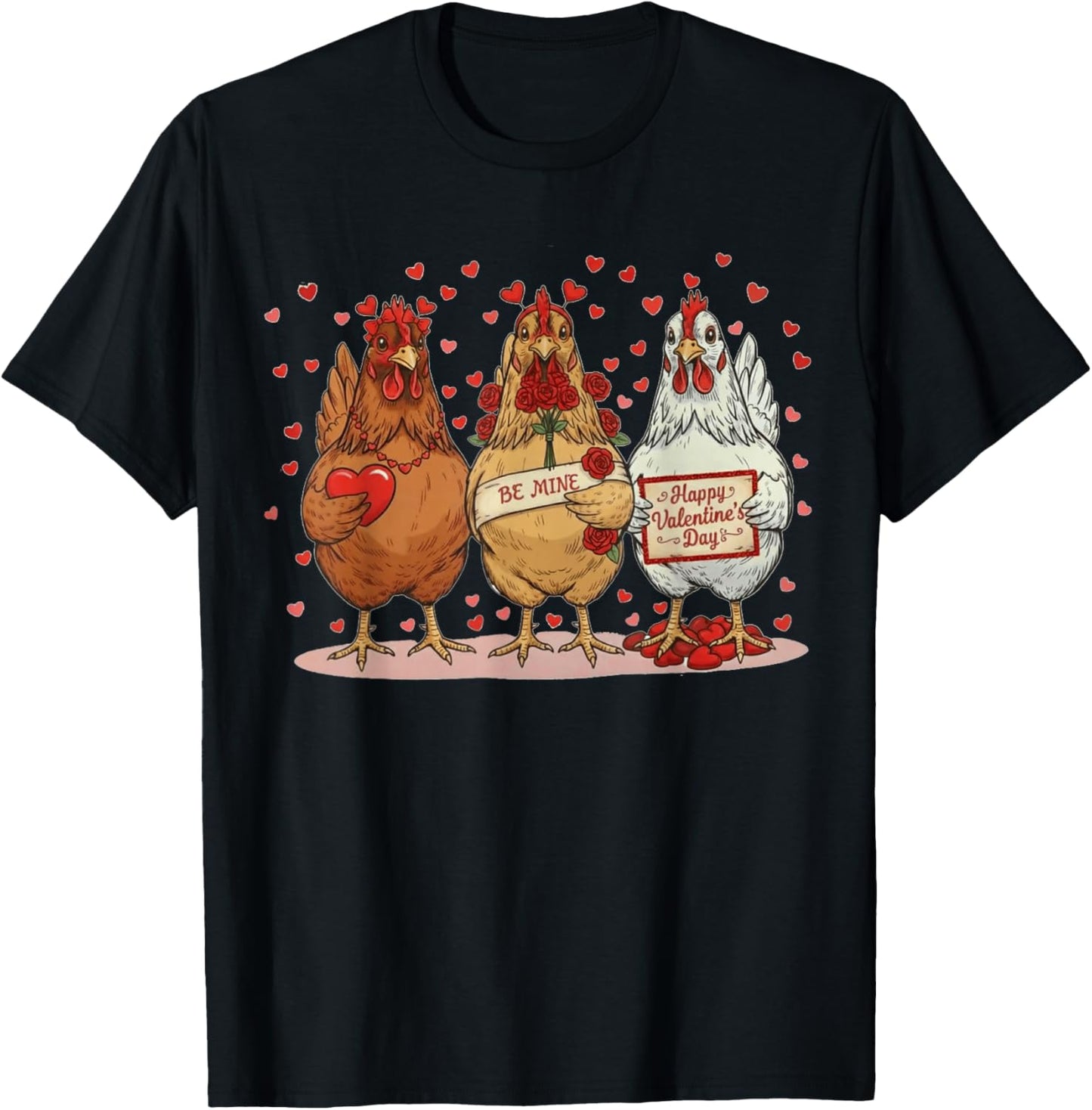Valentines Day Be Mine, Chicken Valentine T-Shirt - T-Shirt | Black