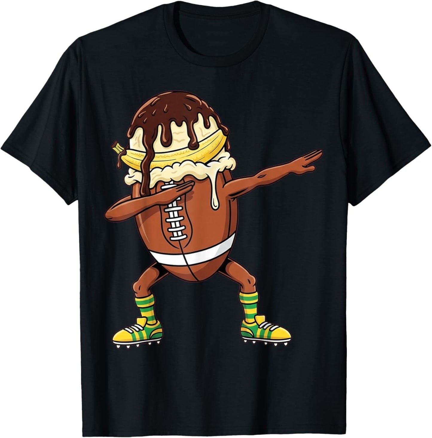 Dabbing Rugby Drip Ice Cream Kids Youth Boys Girls T-Shirt - T-Shirt | Black