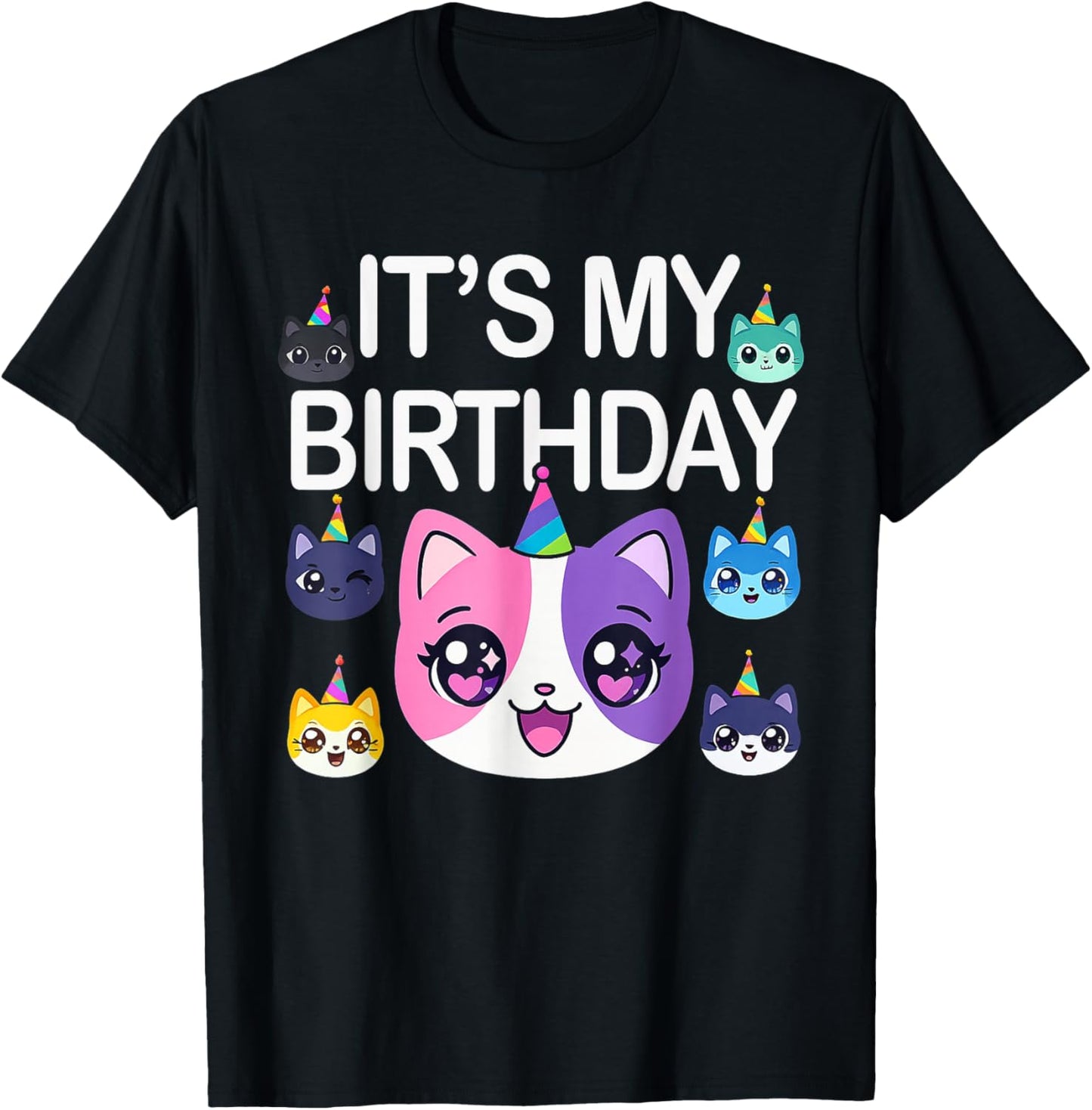 Meemeow Cats Plush Squishy Pink Birthday Design T-Shirt - T-Shirt | Black