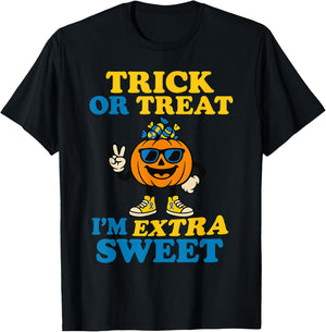 Down Syndrome Halloween Trick Or Treat Pumpkin Candy Cute T-Shirt - T-Shirt | Black