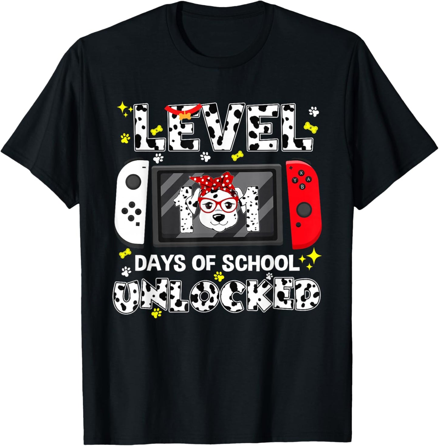 Level Unlocked Game Controller 101 Days School 100 Days T-Shirt - T-Shirt | Black