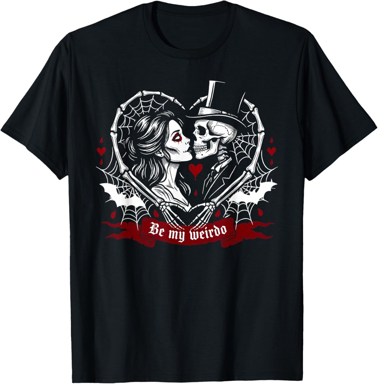 Goth Valentines Day Gothic Skeleton Couple Dark Romance T-Shirt - T-Shirt | Black