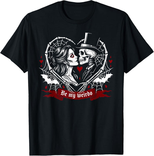 Goth Valentines Day Gothic Skeleton Couple Dark Romance T-Shirt - T-Shirt | Black