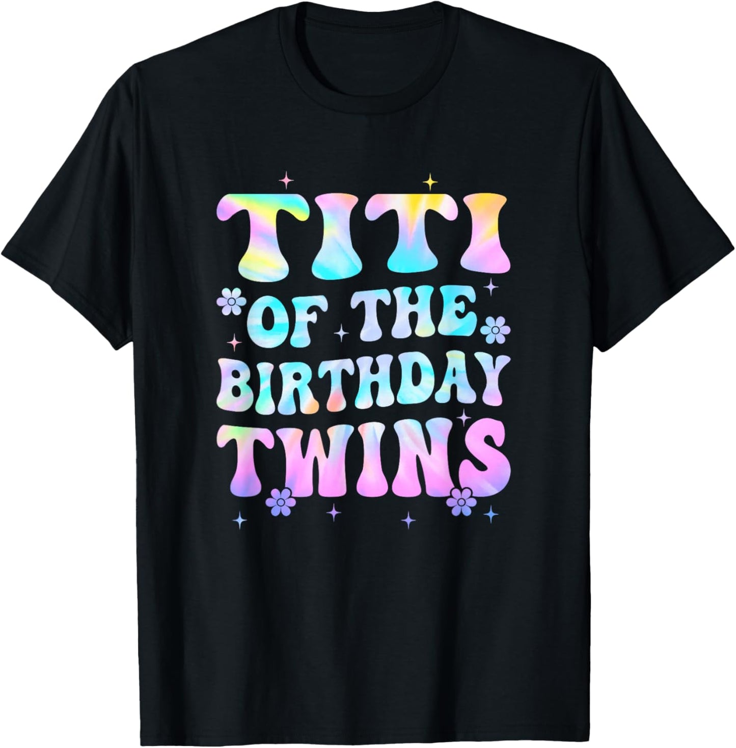 Titi of The Birthday Twins Girls Kids Party Retro Bday T-Shirt - T-Shirt | Black
