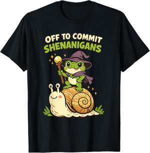 Off to Commit Shenanigans Funny Dark Fantasy Frog Kids Meme T-Shirt - T-Shirt | Black
