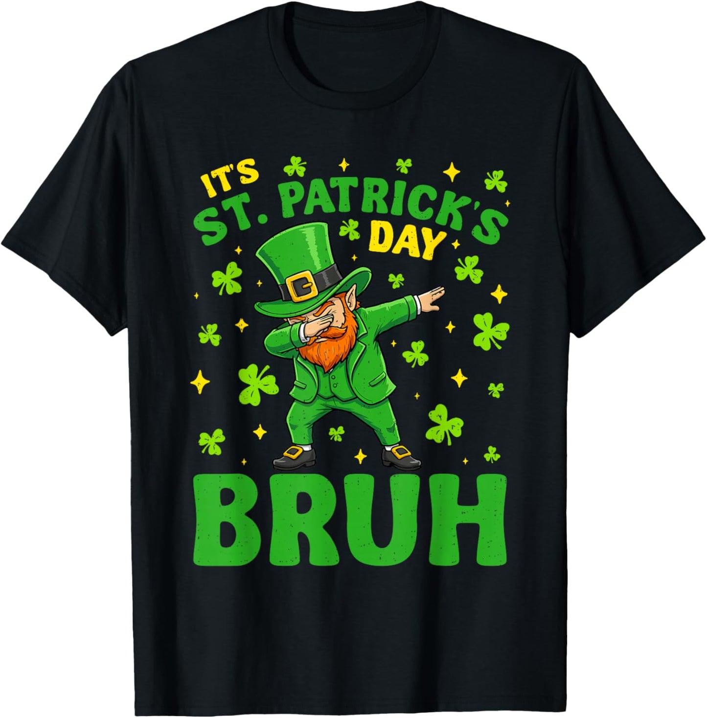 Dabbing Leprechaun Bruh St Patricks Day Teen Girls Boys Kids T-Shirt - T-Shirt | Black