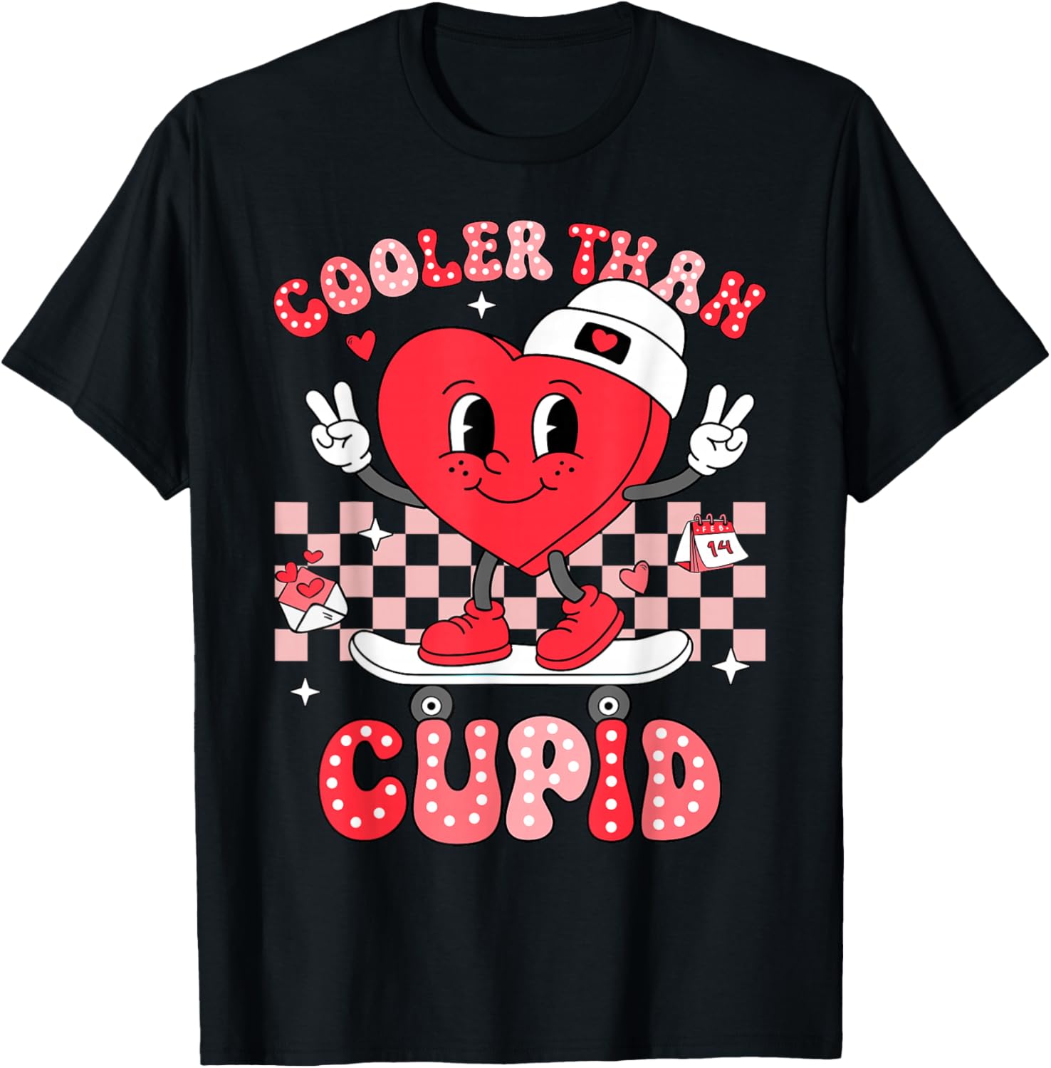 Cooler Than Cupid Valentines Day for Teens Kids Boys Girls T-Shirt - T-Shirt | Black