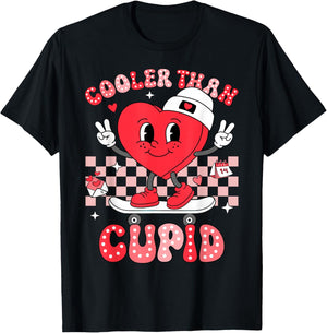 Cooler Than Cupid Valentines Day for Teens Kids Boys Girls T-Shirt - T-Shirt | Black