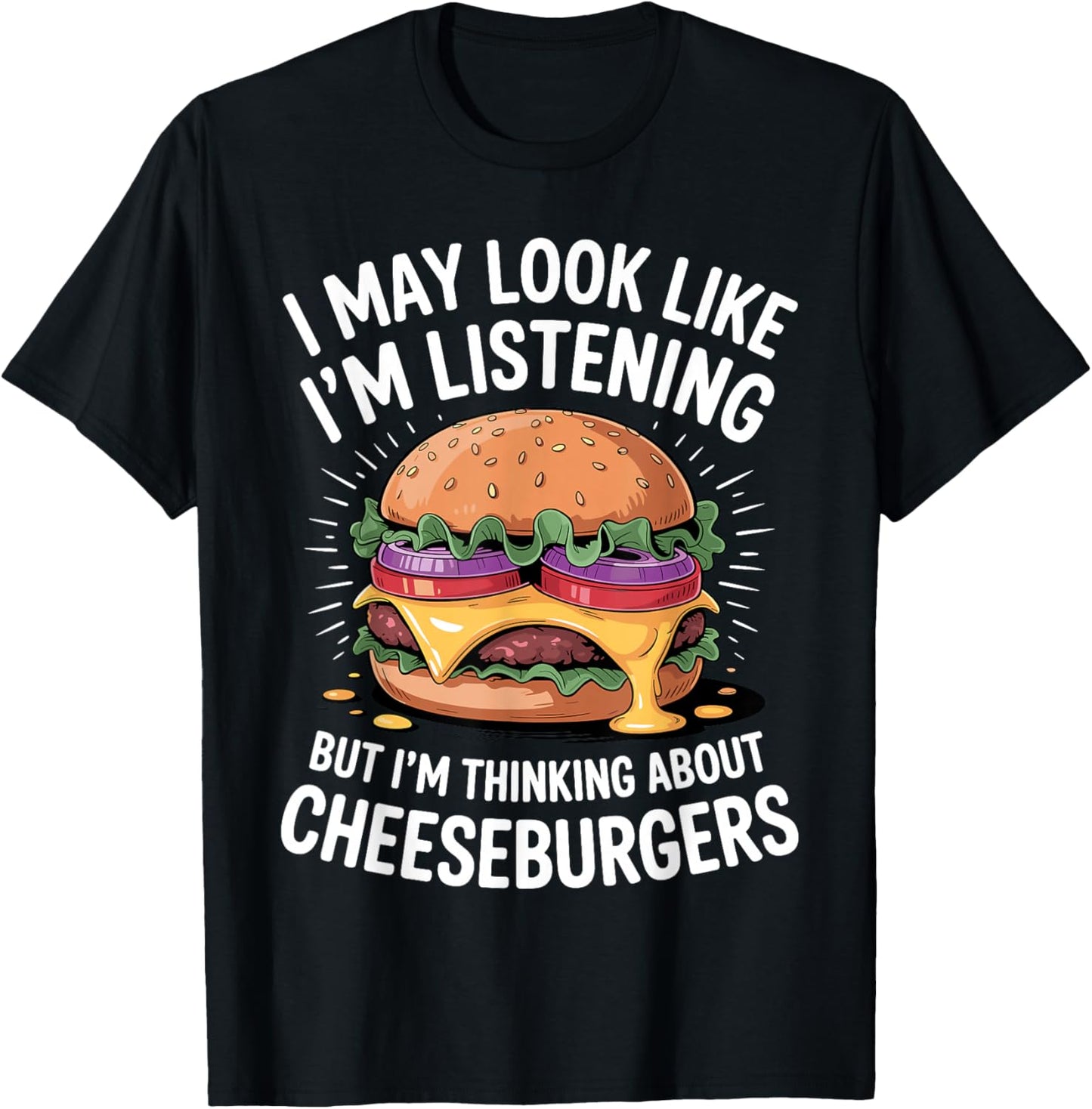 Funny Cheeseburger Art Women Kids Hamburger Burger T-Shirt - T-Shirt | Black
