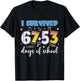 I Survived 67 53 Days of School Teacher Kids 120th Day T-Shirt - T-Shirt | Black