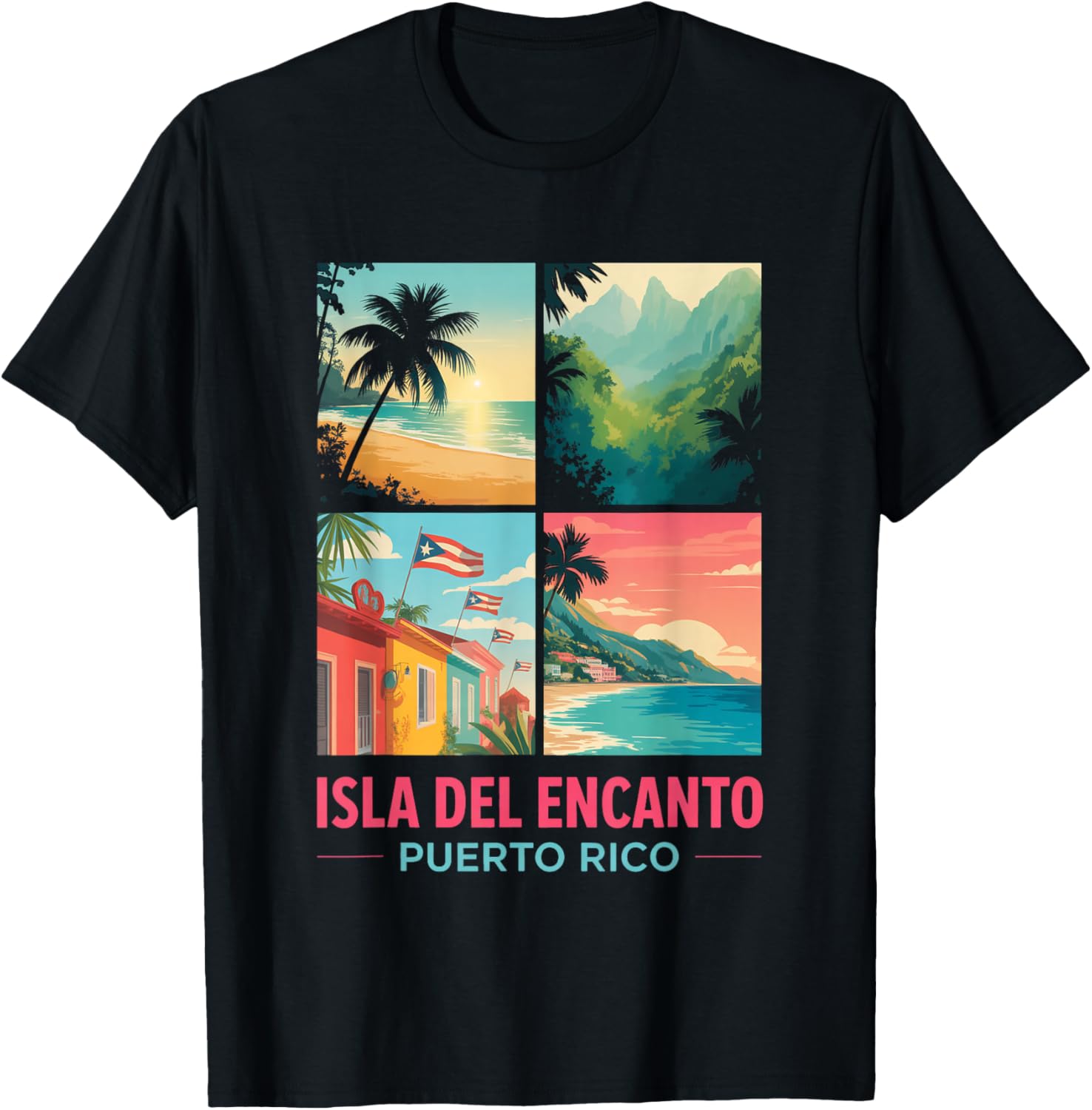 Puerto Rico Isla Del Encanto Coqui Boriquen Bori Pride T-Shirt - T-Shirt | Black