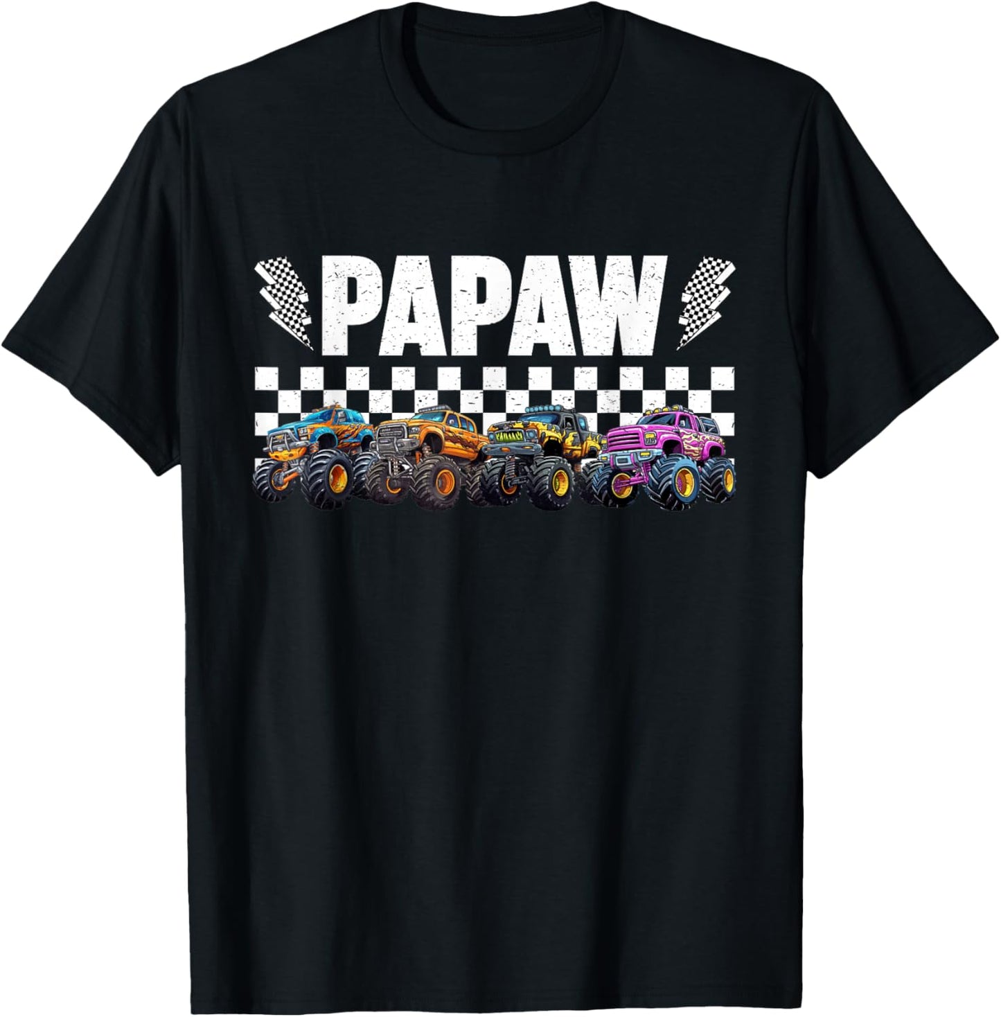 Papaw Retro Monster Truck Family Crew Birthday Matching T-Shirt - T-Shirt | Black