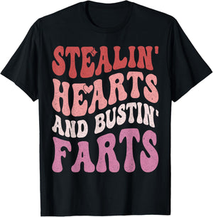 Stealin Hearts & Bustin Farts Retro Valentines Day Women T-Shirt - T-Shirt | Black