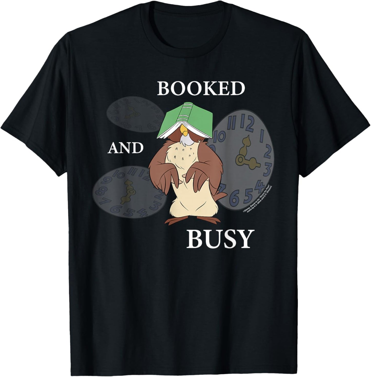 Disney Winnie The Pooh Owl Booked and Busy Funny Mood T-Shirt - T-Shirt | Black