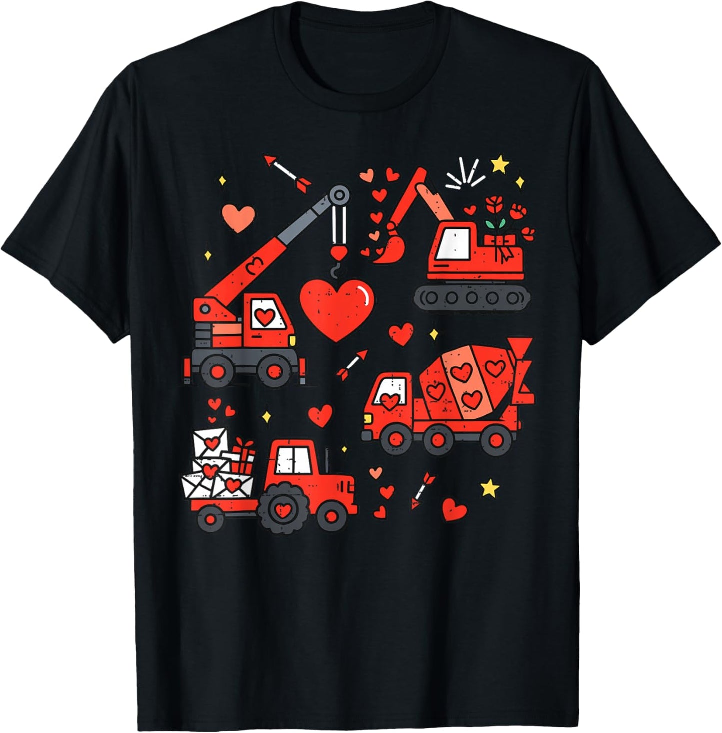 Kids Valentines Day Construction Trucks Funny BoysToddler T-Shirt - T-Shirt | Black