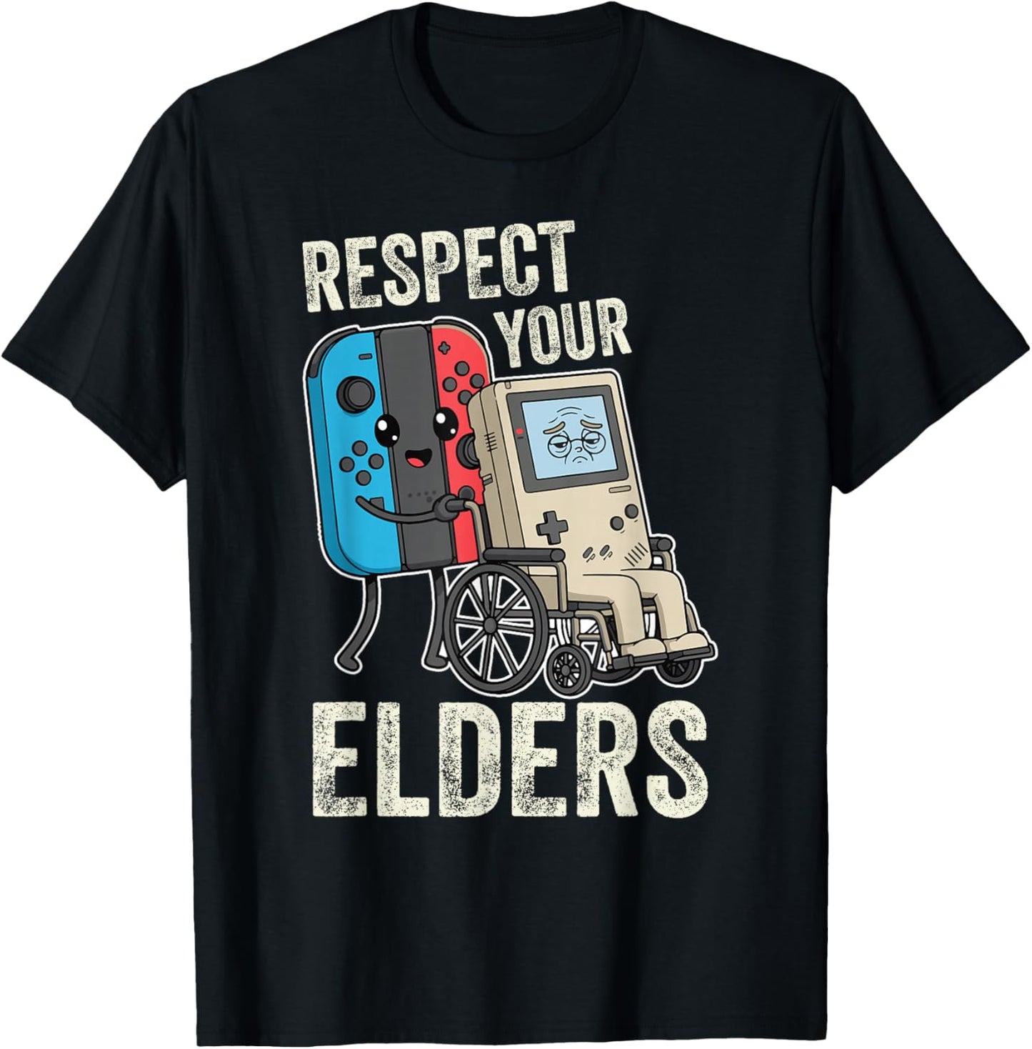 Respect Your Elders Funny 80s Gaming Controller Retro Gamer T-Shirt - T-Shirt | Black