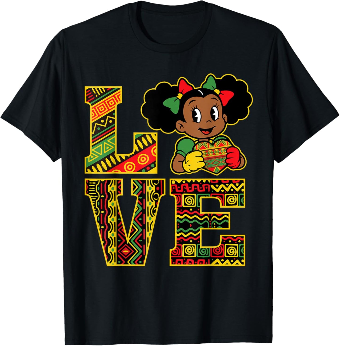 Black History Month Love African Girl Afro Pride Juneteenth T-Shirt - T-Shirt | Black