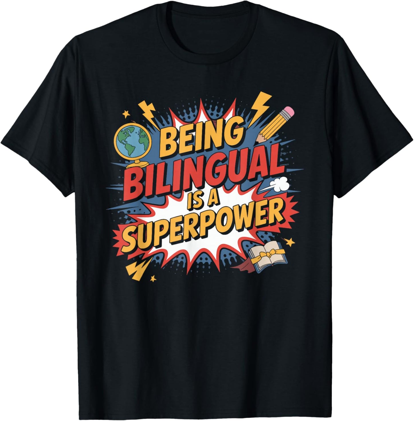 Being Bilingual is A Superpower Bilingual Superpower T-Shirt - T-Shirt | Black