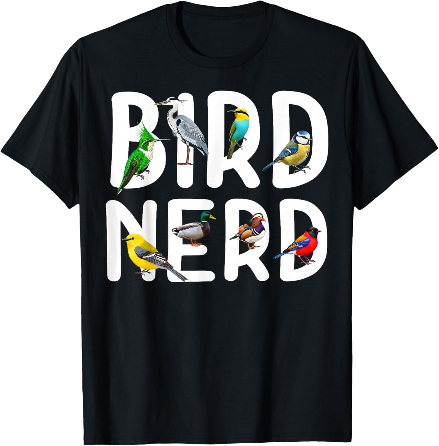 Funny Bird Nerd Colorful Birdwatcher Geek Ornithologist T-Shirt - T-Shirt | Black