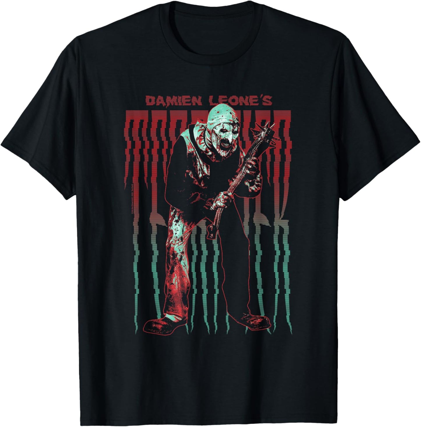 Terrifier Stretched Out Logo with Art The Clown Horror Movie T-Shirt - T-Shirt | Black