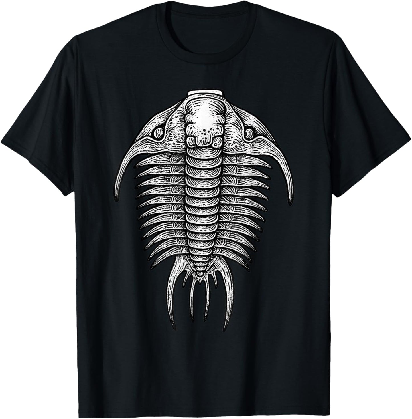 Trilobite Fossil Ancient Arthropod Dorsal View Paleontology T-Shirt - T-Shirt | Black
