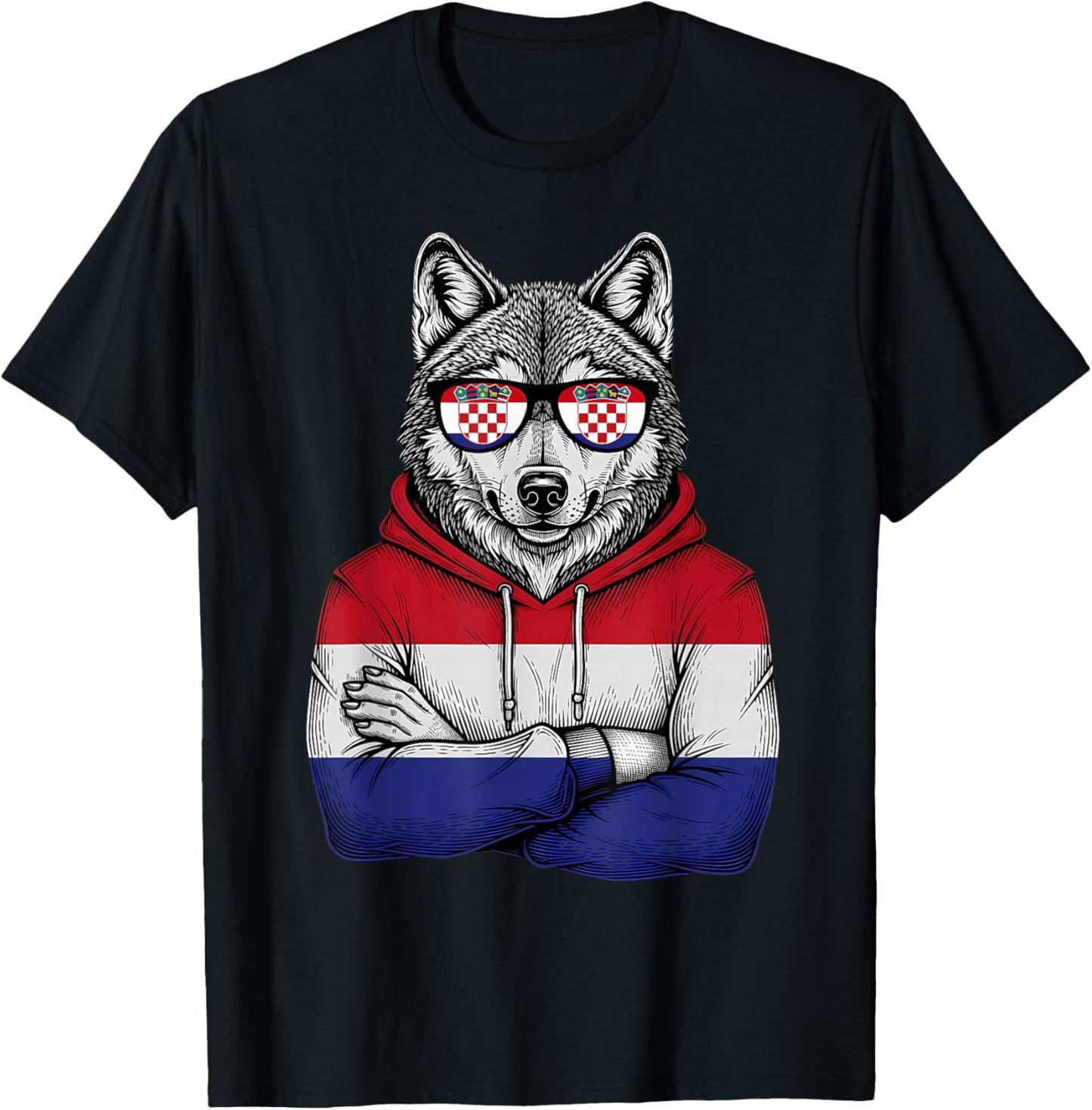 Croatia Flag Wolf Croatian Roots Hrvatska T-Shirt - T-Shirt | Black