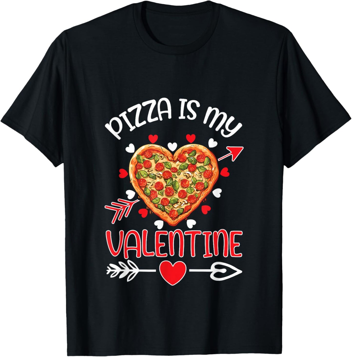 Pizza is My Valentine Funny Valentines Day Boys Kids T-Shirt - T-Shirt | Black