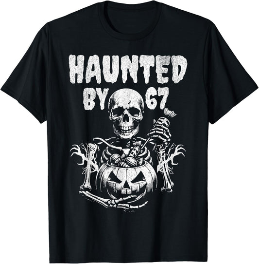 Haunted by 67 Funny Halloween Meme Spooky Costume Gen Alpha T-Shirt - T-Shirt | Black