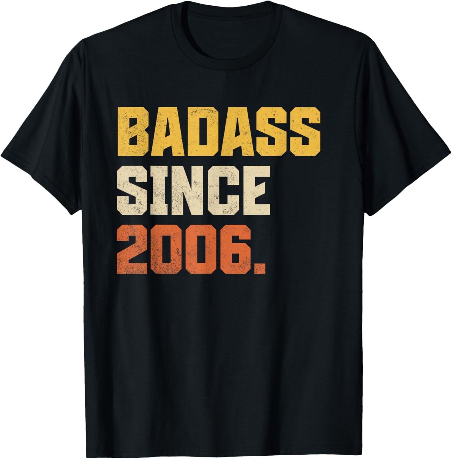 Retro Badass Since 2006 20 Year Old Funny 20th Birthday T-Shirt - T-Shirt | Black