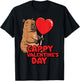 Cappy Valentines Day Capybara Cute Rodent Women Men Kids T-Shirt - T-Shirt | Black