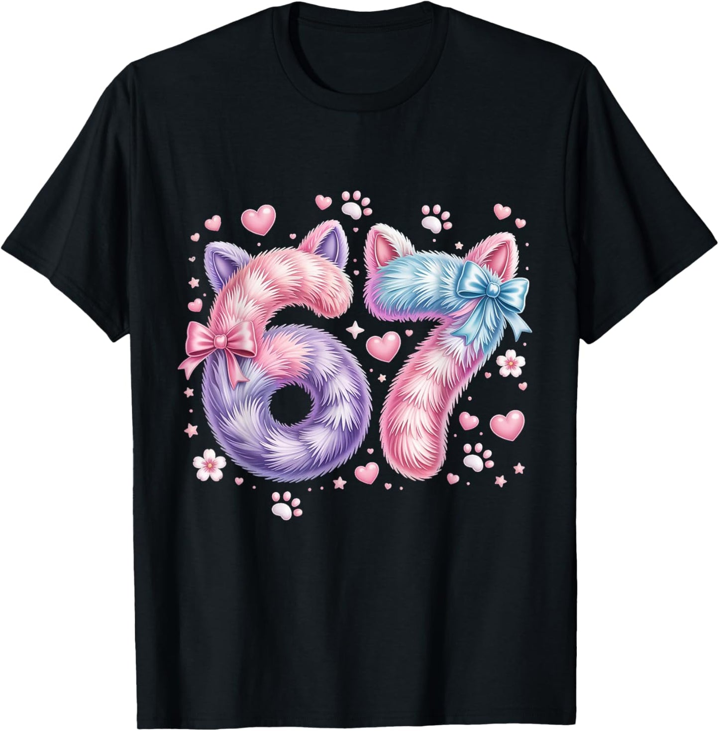 67 Six Seven Cat Shirt Kids Girls Boys Cat 6 7 Cat Six Seven T-Shirt - T-Shirt | Black