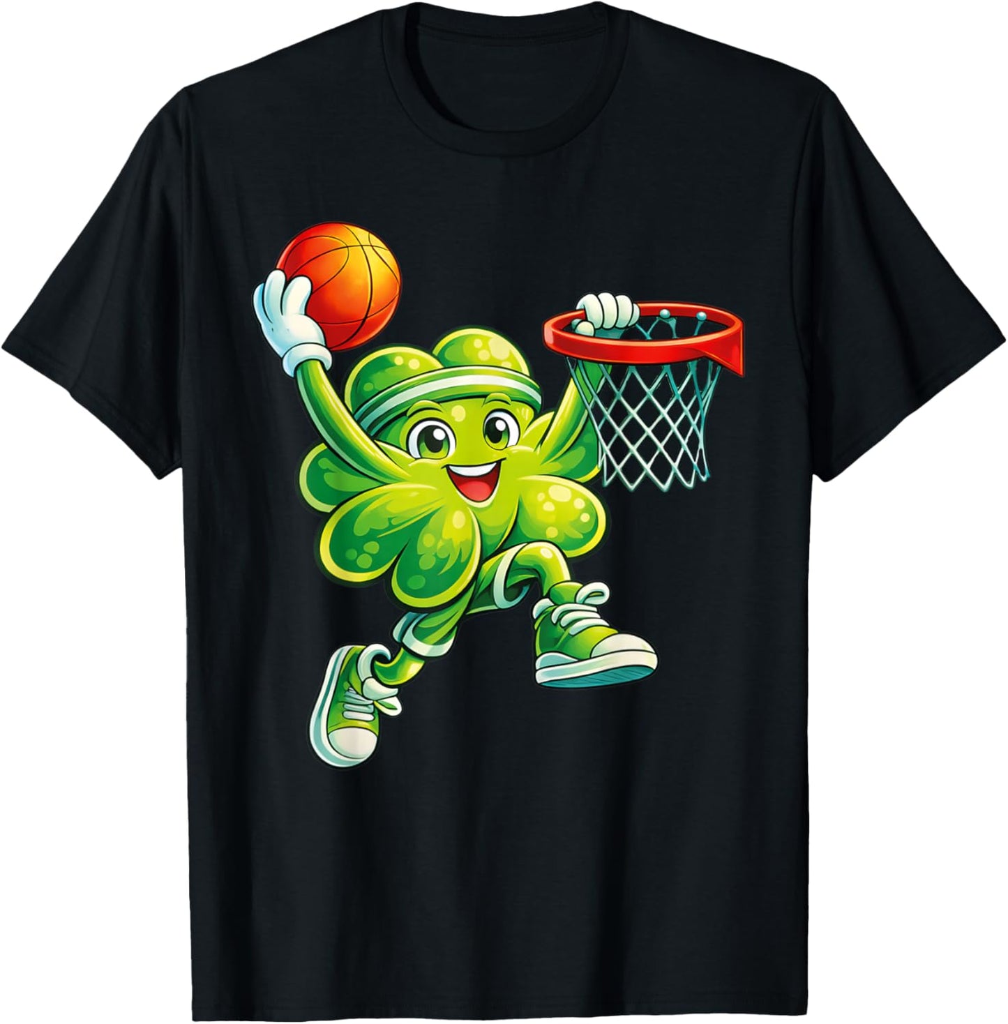 Funny Shamrock Playing Basketball St Patricks Day Boys Kids T-Shirt - T-Shirt | Black