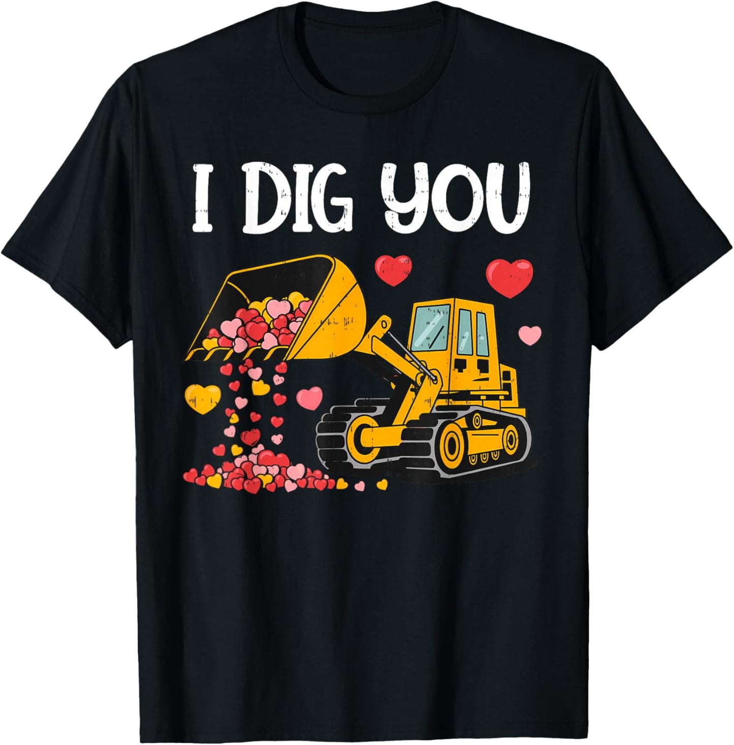 Construction Hearts Valentines Day for Teens Boys Girls Kids T-Shirt - T-Shirt | Black