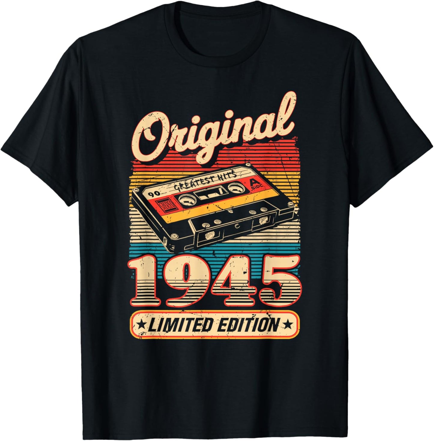 80th Birthday Retro Vintage 1945 Men Women T-Shirt - T-Shirt | Black