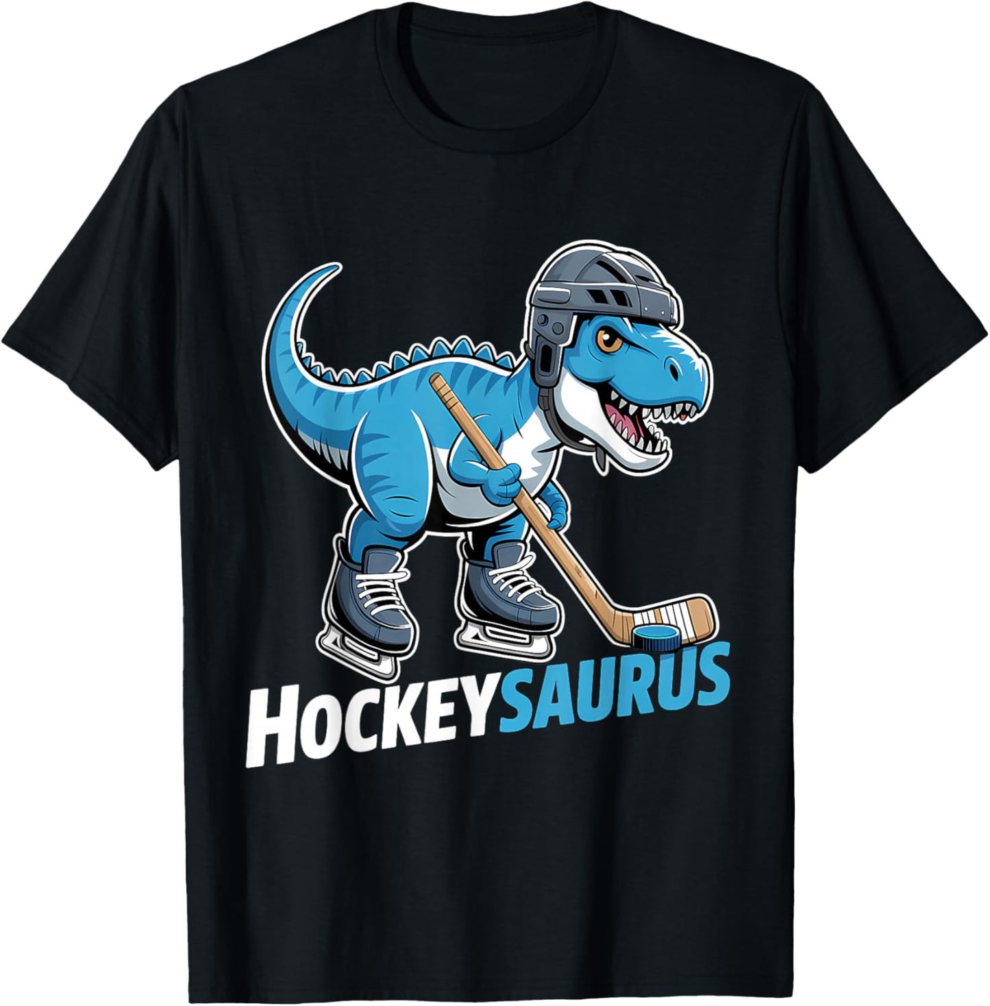 Hockeysaurus Ice Hockey Player Dinosaur T-Rex Dino T-Shirt - T-Shirt | Black