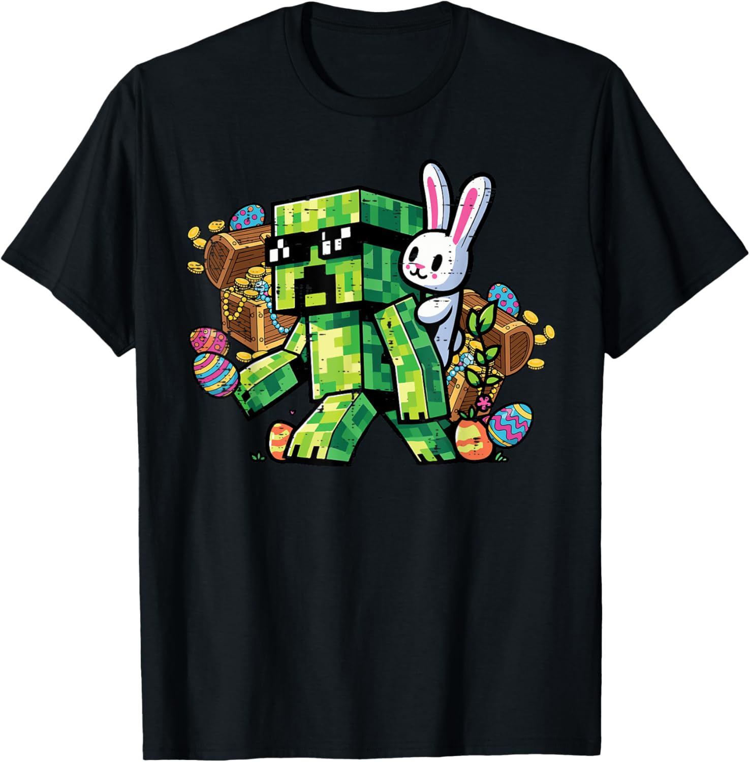 Easter Pixel Gamer Bunny Gaming Toddler Boys Kids Youth Men T-Shirt - T-Shirt | Black