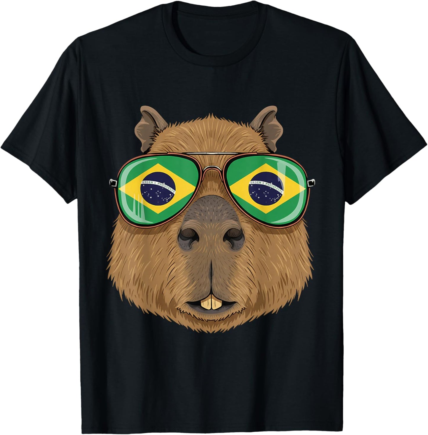 Brazil Flag Capybara Brazilian Roots Brasilian Pride Brasil T-Shirt - T-Shirt | Black
